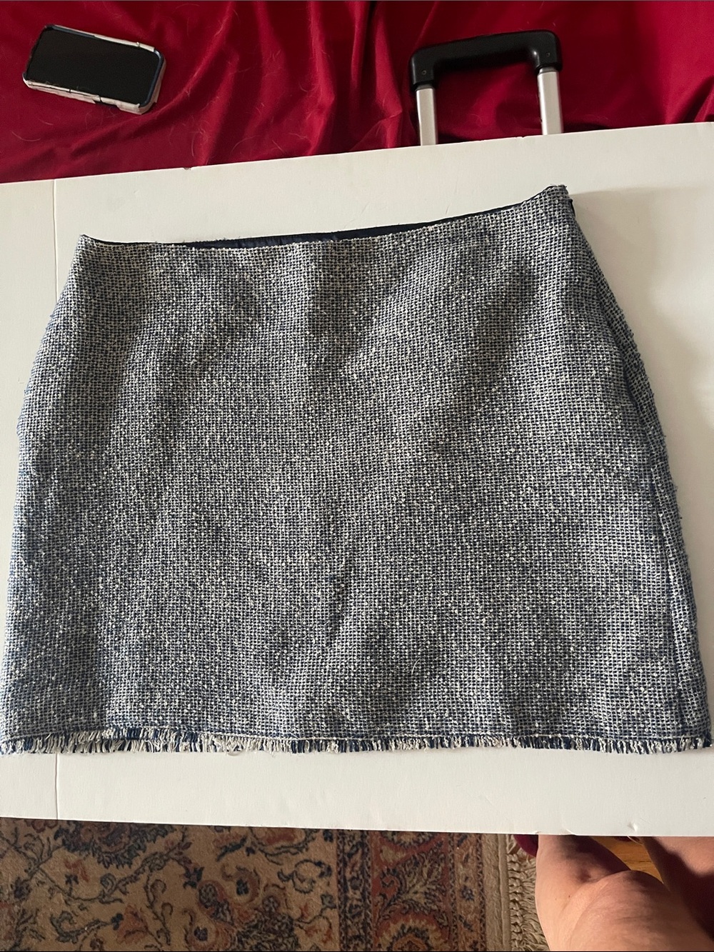 silver metallic tweed mini skirt from Banana Republic